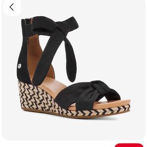 UGG Black Espadrille Wedge Sandals
